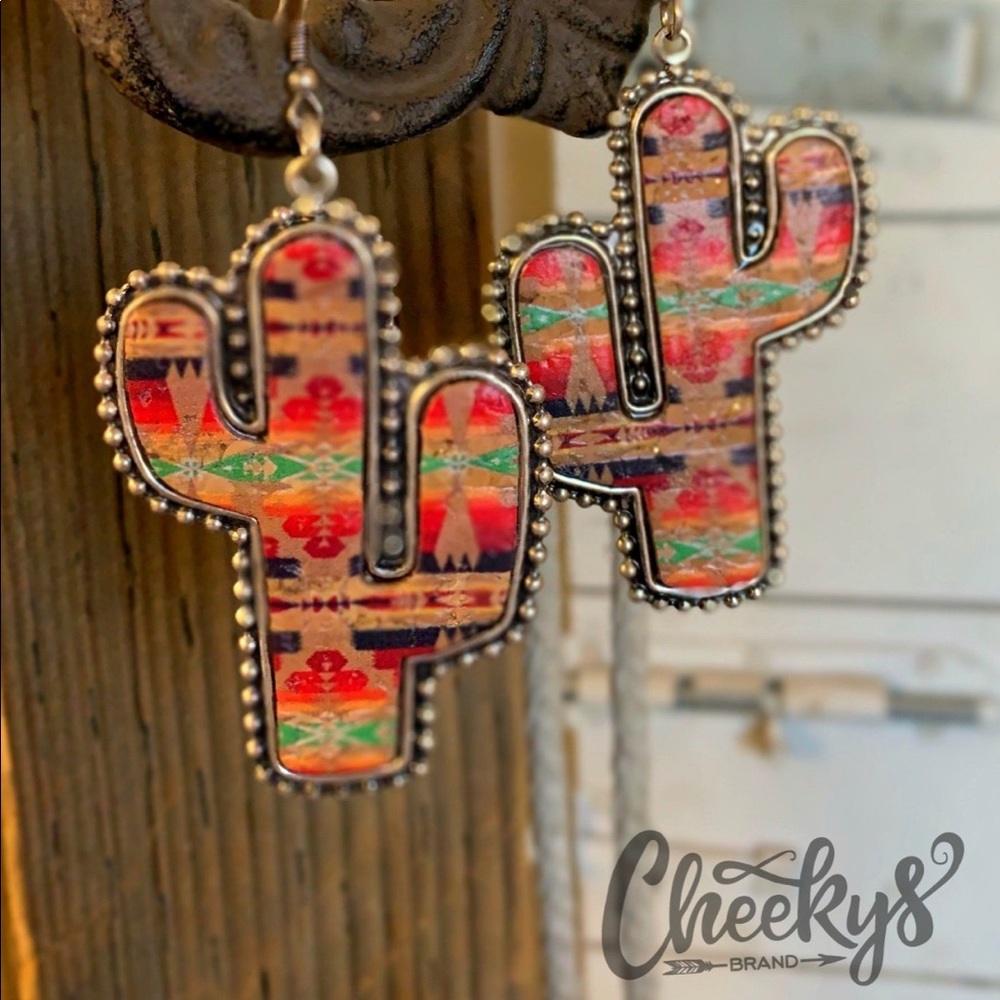 Serape Cactus Earrings